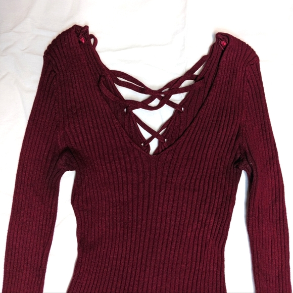 Burgundy String back Long Sleeve - Picture 1 of 6